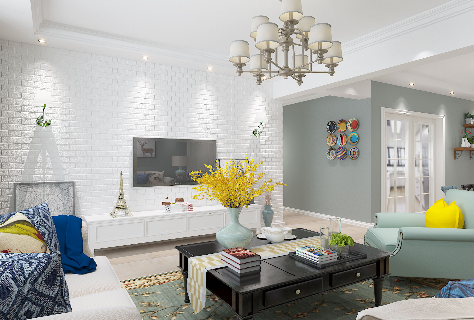 現代美式風格室內設計家裝案例-客廳 現代美式風格室內設計家裝案例-客廳