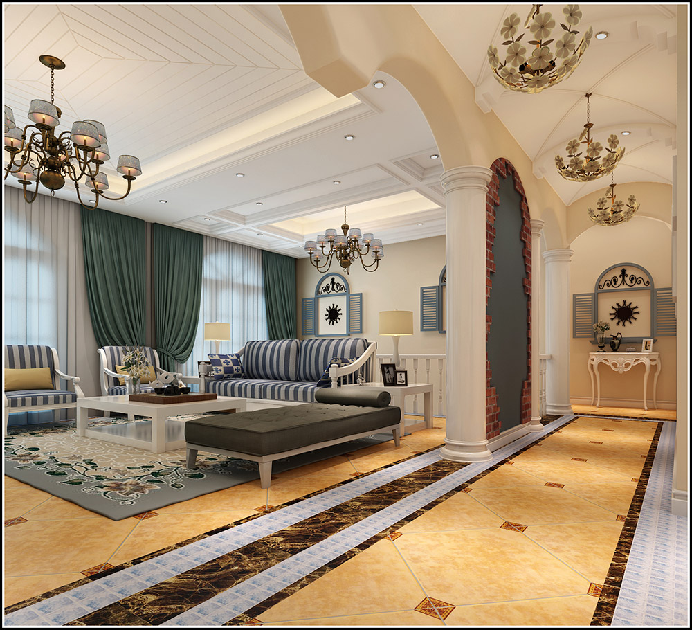 大同鉑藍郡別墅410平米地中海風格裝修案例-客廳 大同鉑藍郡別墅410平米地中海風格裝修案例-客廳