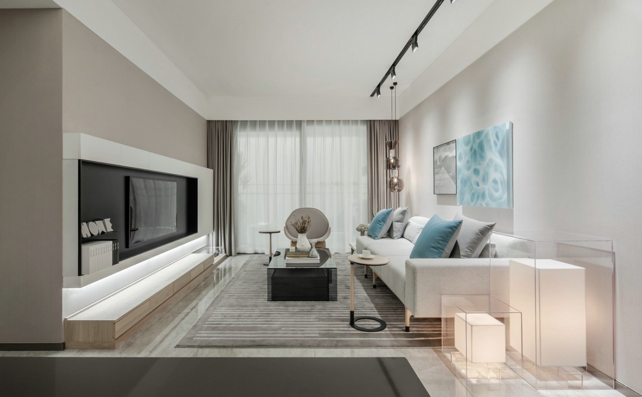 現代簡約風格室內家裝案例效果圖-客廳 現代簡約風格室內家裝案例效果圖-客廳