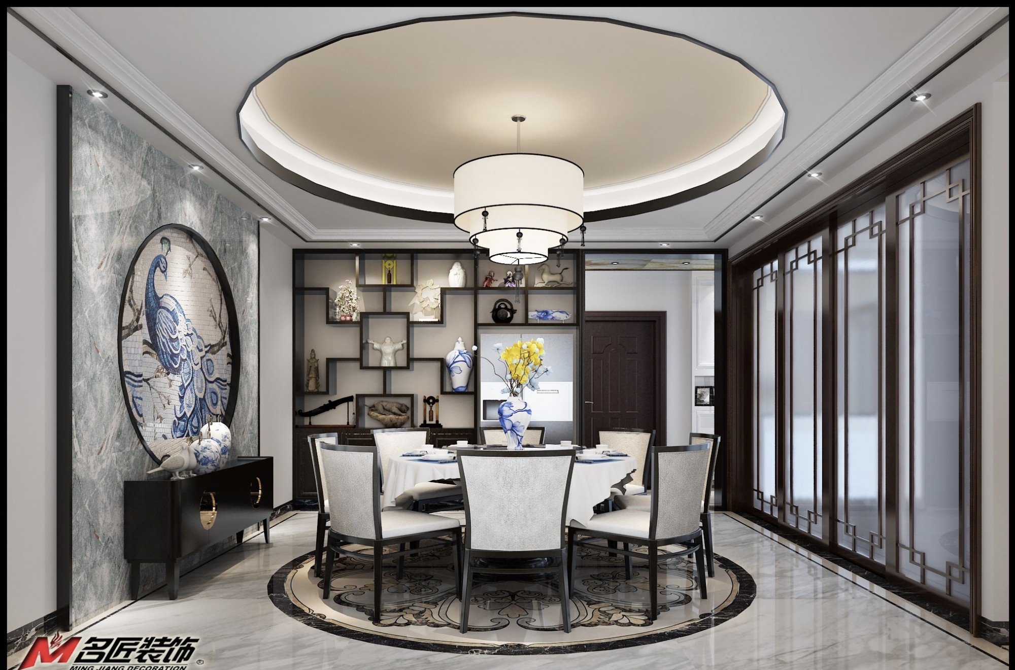 佛山市保利和悅濱江新中式風(fēng)格四居室裝修案例