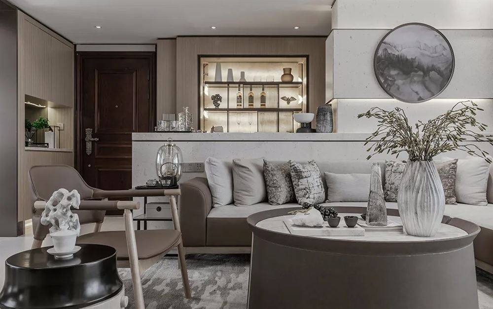 昭通市濟川門匯通大廈新中式風(fēng)格三居室裝修案例