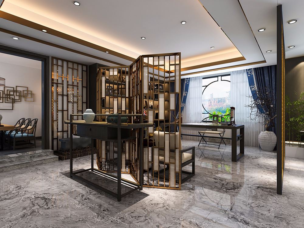 佛山市招商依云國際新中式風格別墅裝修案例