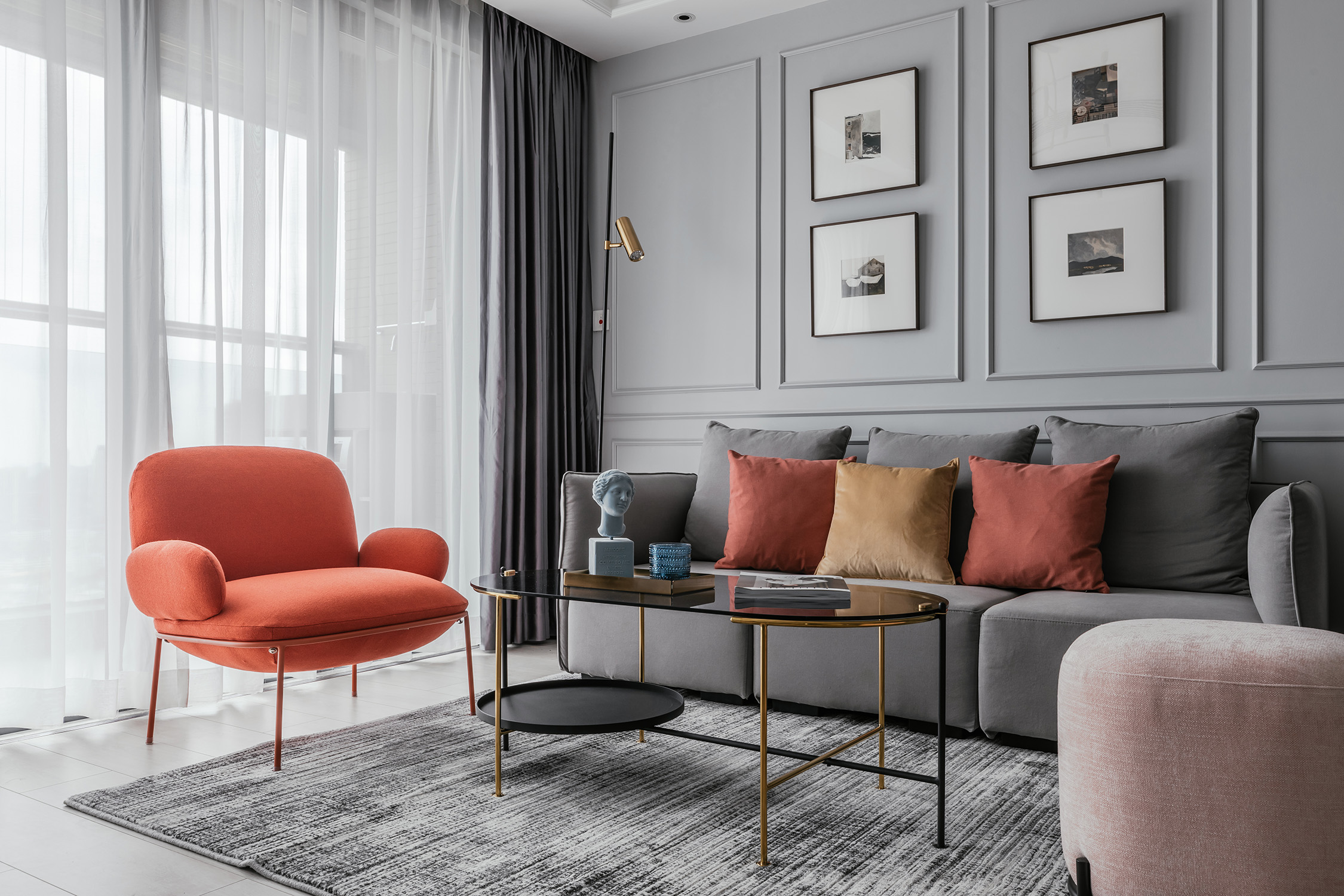 輕奢北歐風格室內家裝案例效果圖-客廳 輕奢北歐風格室內家裝案例效果圖-客廳