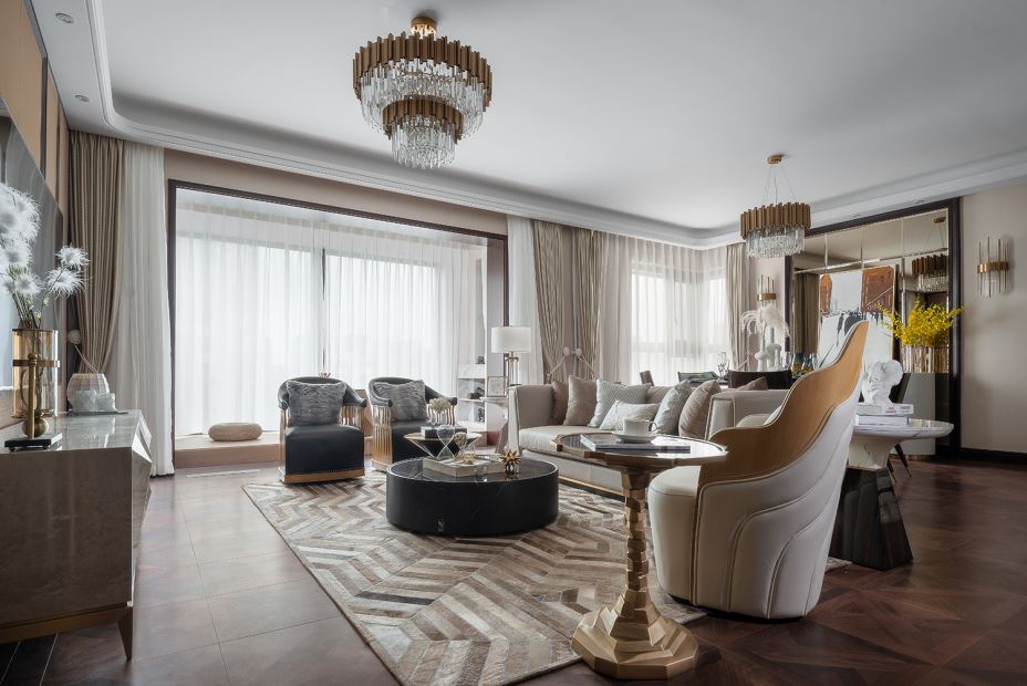 江門市翠湖灣輕奢風(fēng)格三居室裝修案例