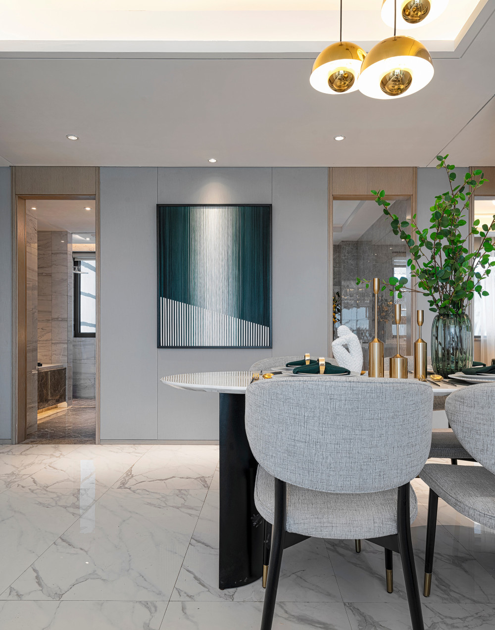 北歐輕奢風格室內家裝案例效果圖-餐廳燈飾 北歐輕奢風格室內家裝案例效果圖-餐廳燈飾