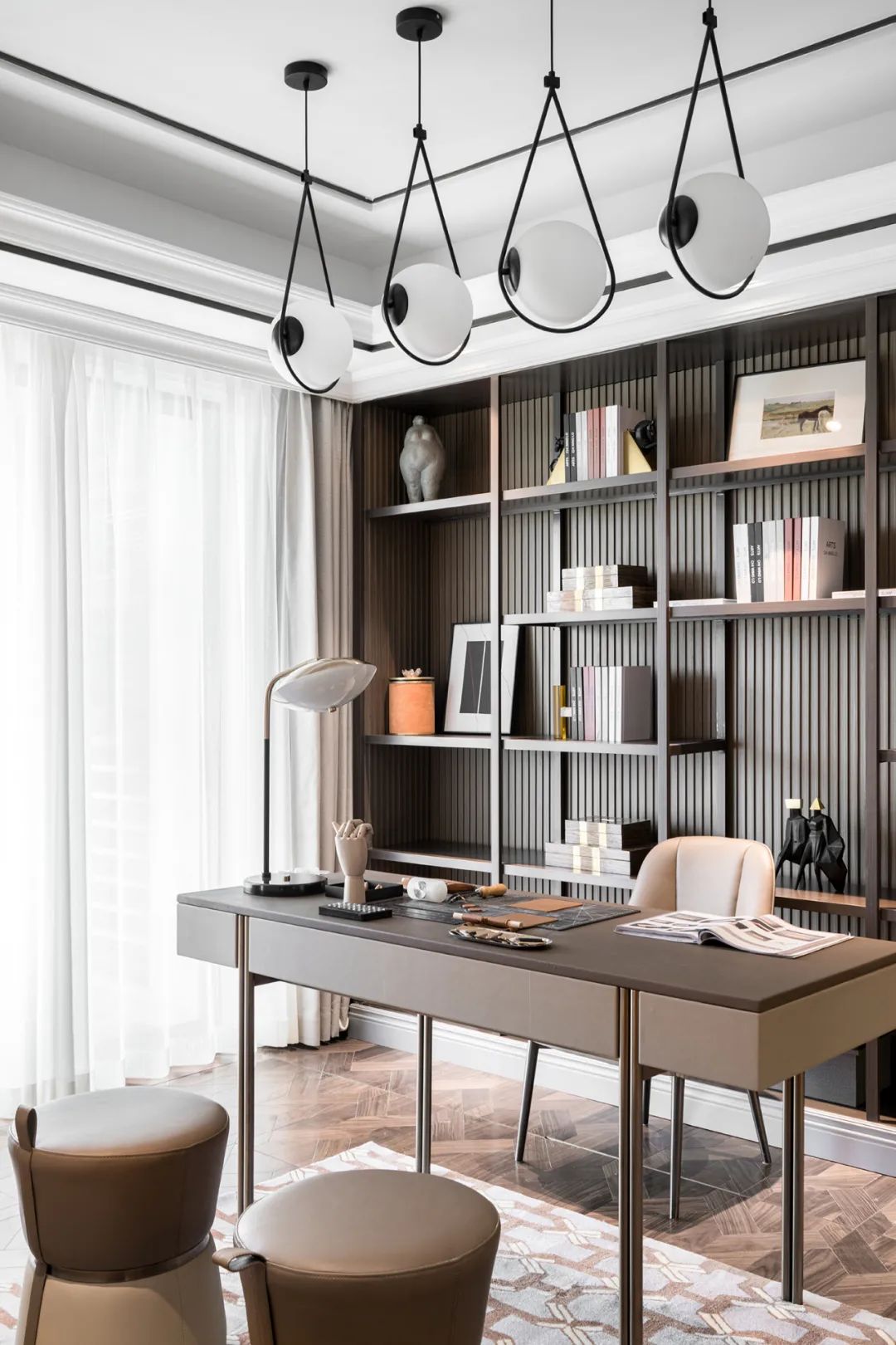 時尚輕奢風格室內設計家裝案例-書房書柜 時尚輕奢風格室內設計家裝案例-書房書柜