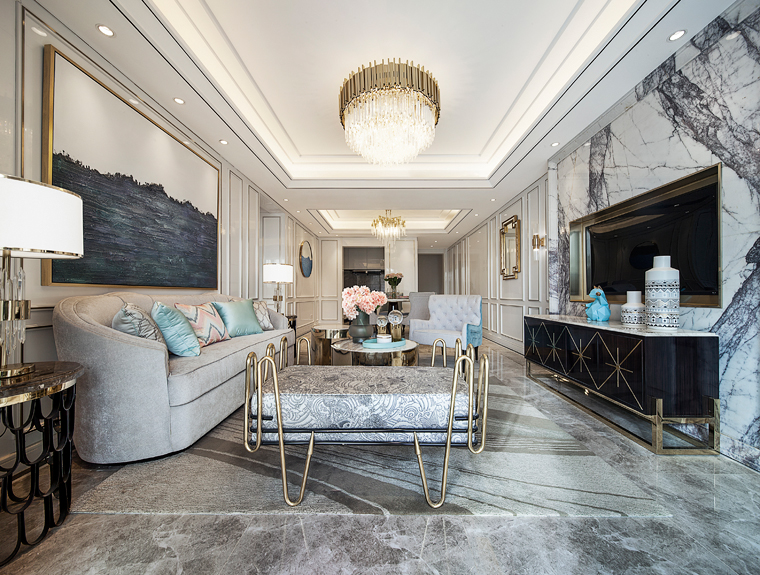 裝修案例美式輕奢風格室內裝修效果圖-客廳 裝修案例美式輕奢風格室內裝修效果圖-客廳