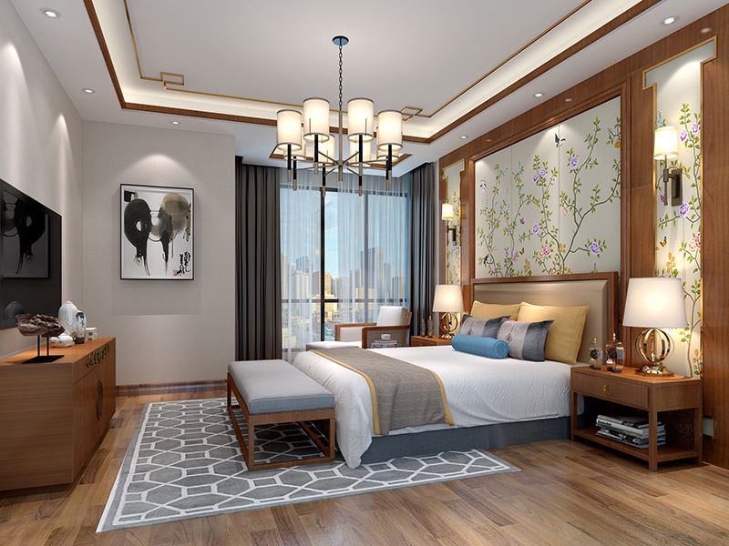 佛山市龍光&middot;天瀛新中式風格四居室裝修案例