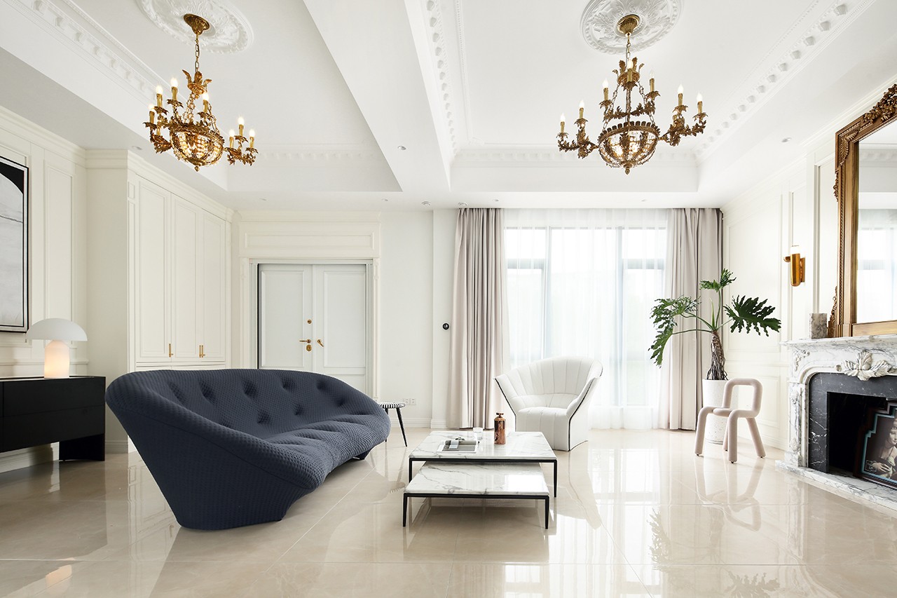 簡歐輕奢風(fēng)格家裝設(shè)計別墅裝修效果圖-客廳 簡歐輕奢風(fēng)格家裝設(shè)計別墅裝修效果圖-客廳