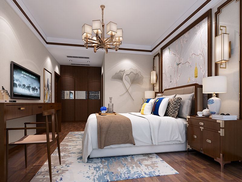 河源市東江水岸新中式風格復式裝修案例