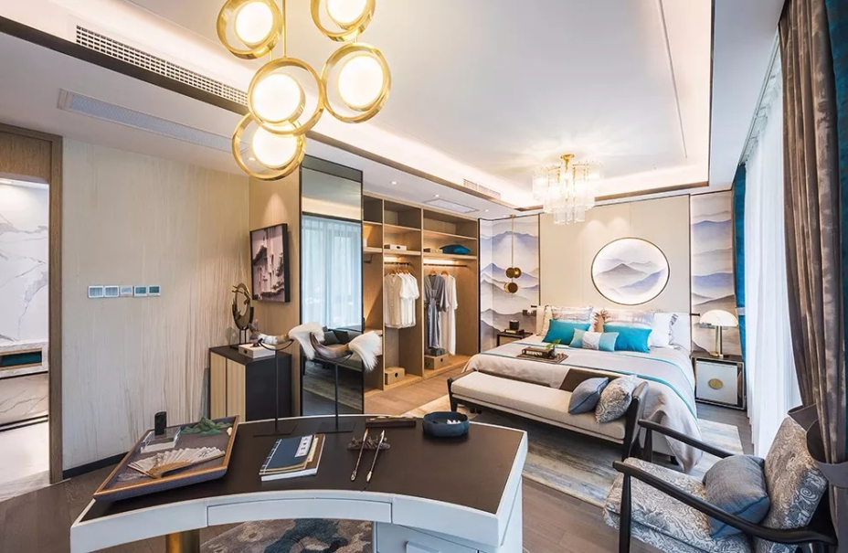 新中式風格別墅家裝案例效果圖-主臥 新中式風格別墅家裝案例效果圖-主臥