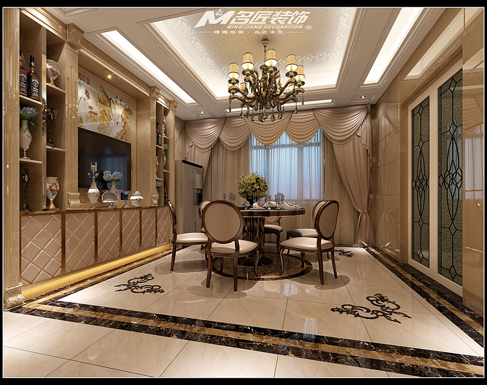 輕奢風格室內裝修效果圖-新壇自建樓平層250平米-餐廳 輕奢風格室內裝修效果圖-新壇自建樓平層250平米-餐廳