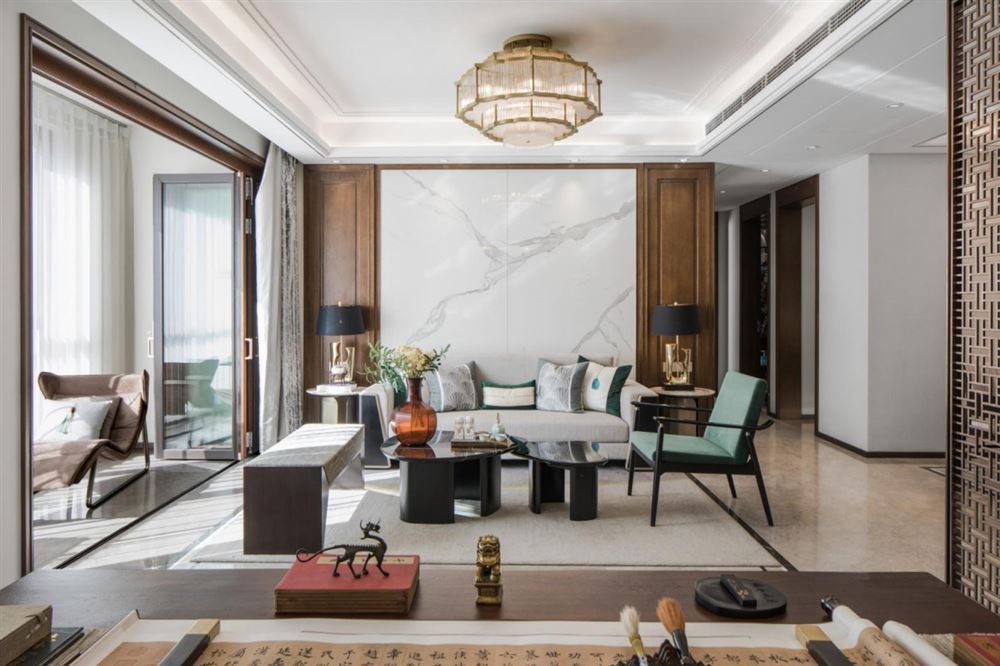 江門市新會(huì)保利西海岸新中式風(fēng)格三居室裝修案例