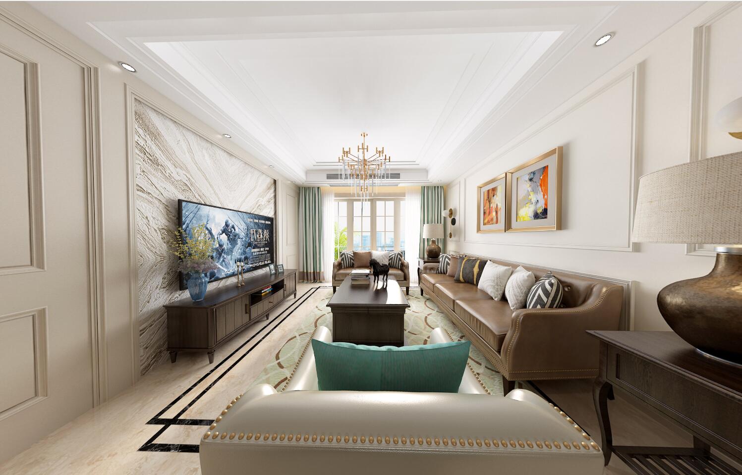 廣州市元邦山清水秀別墅歐式風格三居室裝修案例