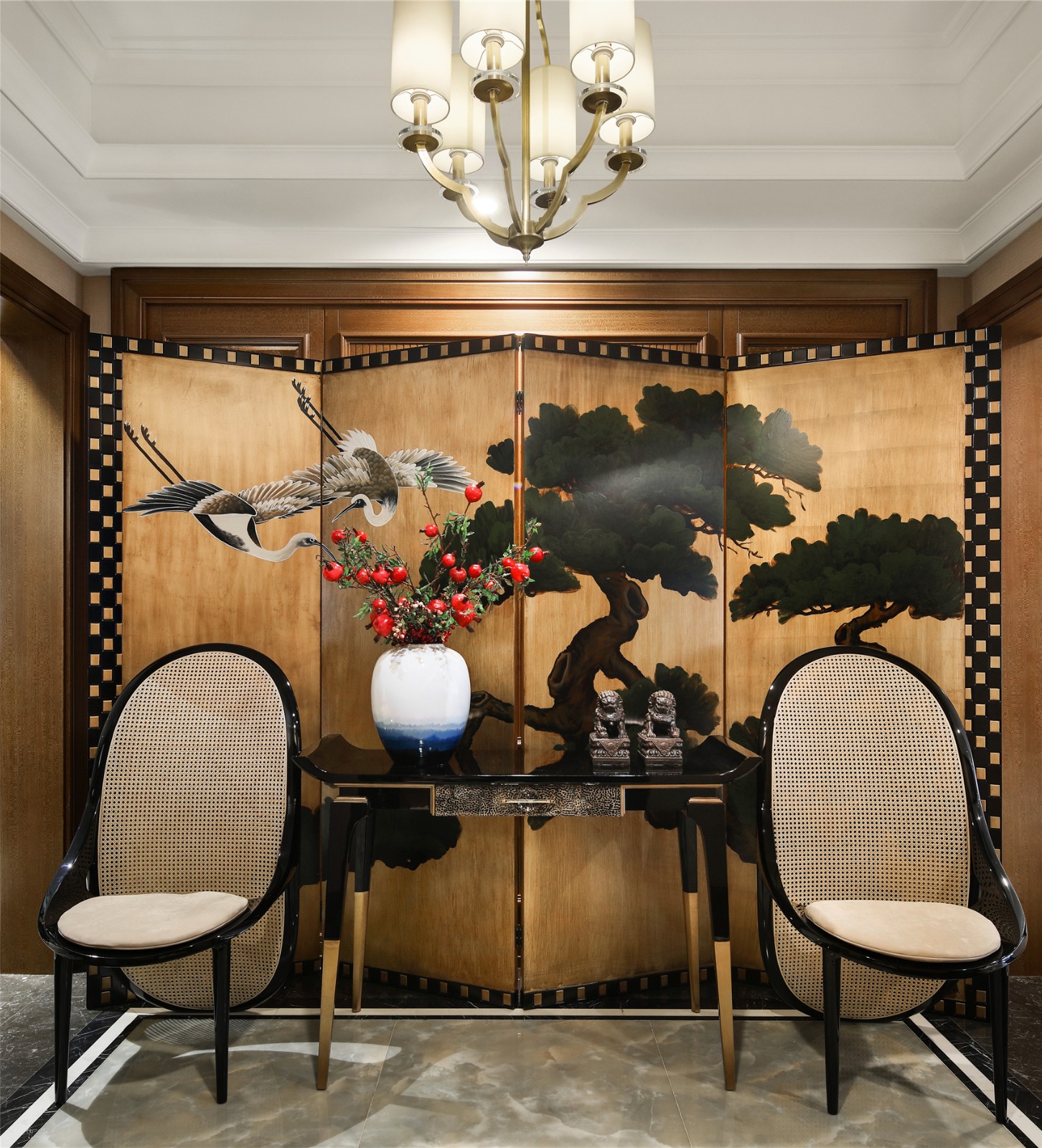 新中式風格家裝設計平層室內裝修效果圖-玄關 新中式風格家裝設計平層室內裝修效果圖-玄關