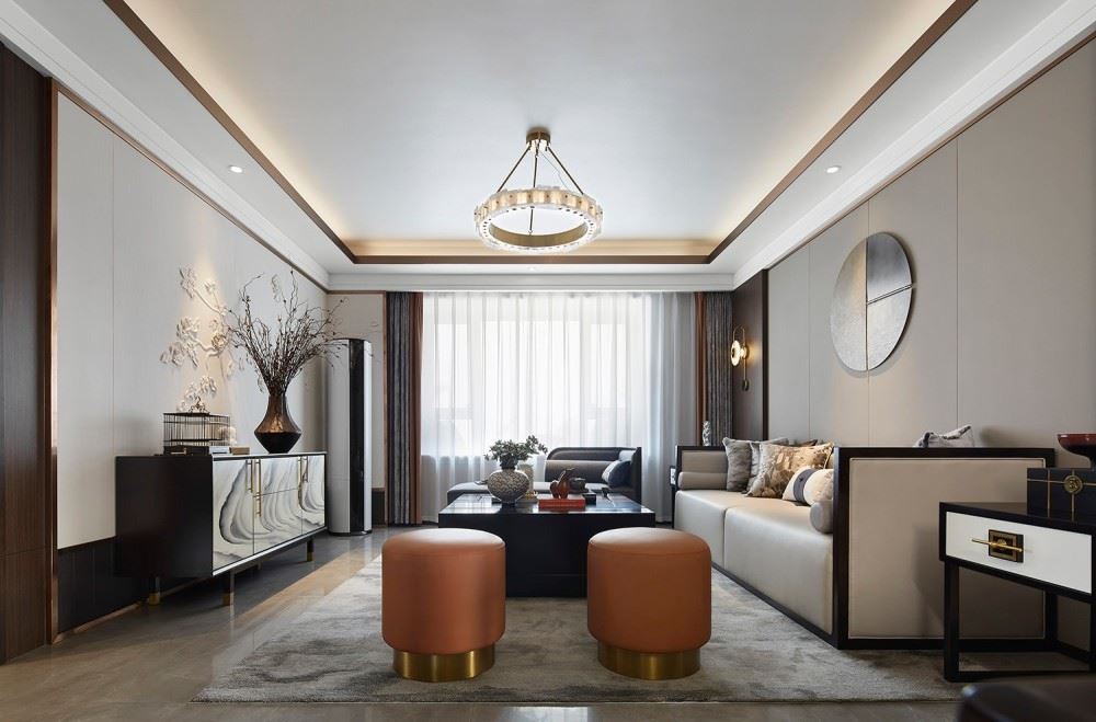 江門市花城又一村新中式風格四居室裝修案例