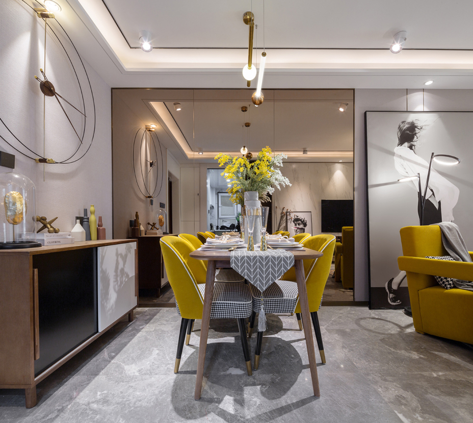 現代輕奢風格室內家裝案例效果圖-餐廳 現代輕奢風格室內家裝案例效果圖-餐廳