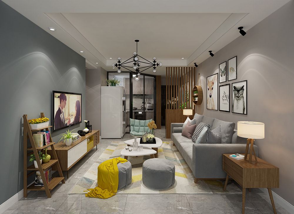 臺州市鉑金家園北歐風格二居室裝修案例