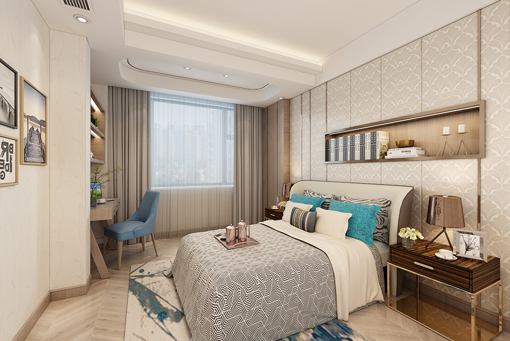 新中式風格室內裝修設計效果圖-博澳城復式235平米-室內次臥裝修設計 新中式風格室內裝修設計效果圖-博澳城復式235平米-室內次臥裝修設計