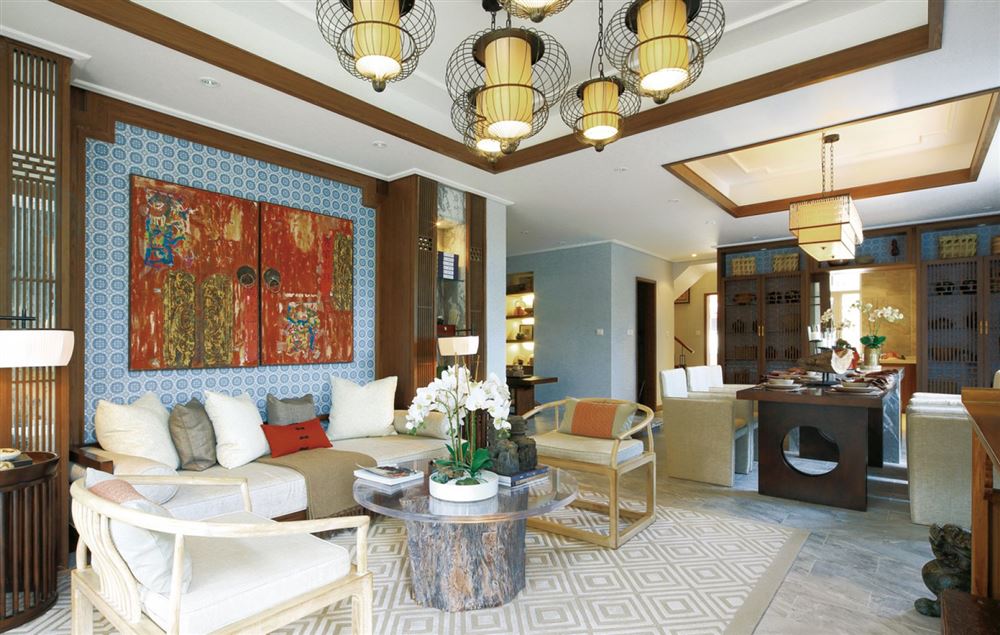 佛山市時代愛車小鎮(佛山)新中式風格三居室裝修案例