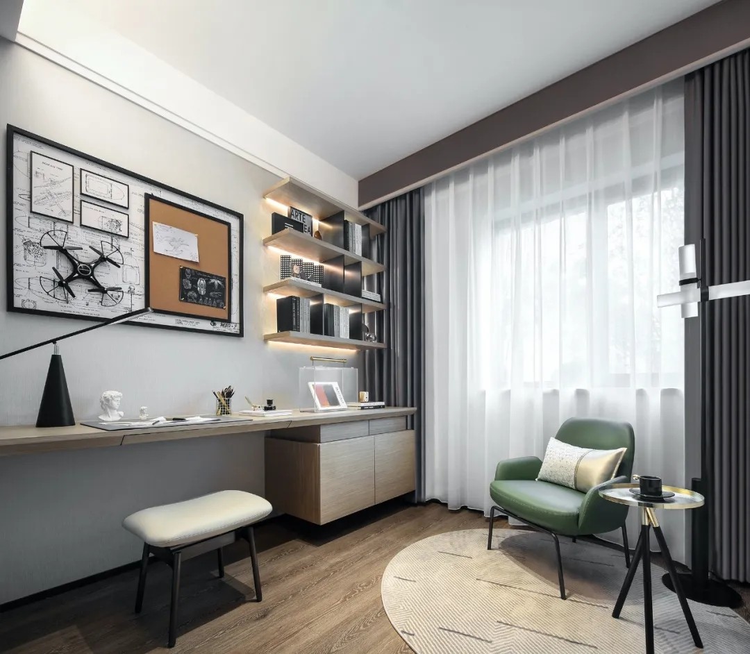 現代輕奢風格家裝設計室內裝修效果圖-書房 現代輕奢風格家裝設計室內裝修效果圖-書房