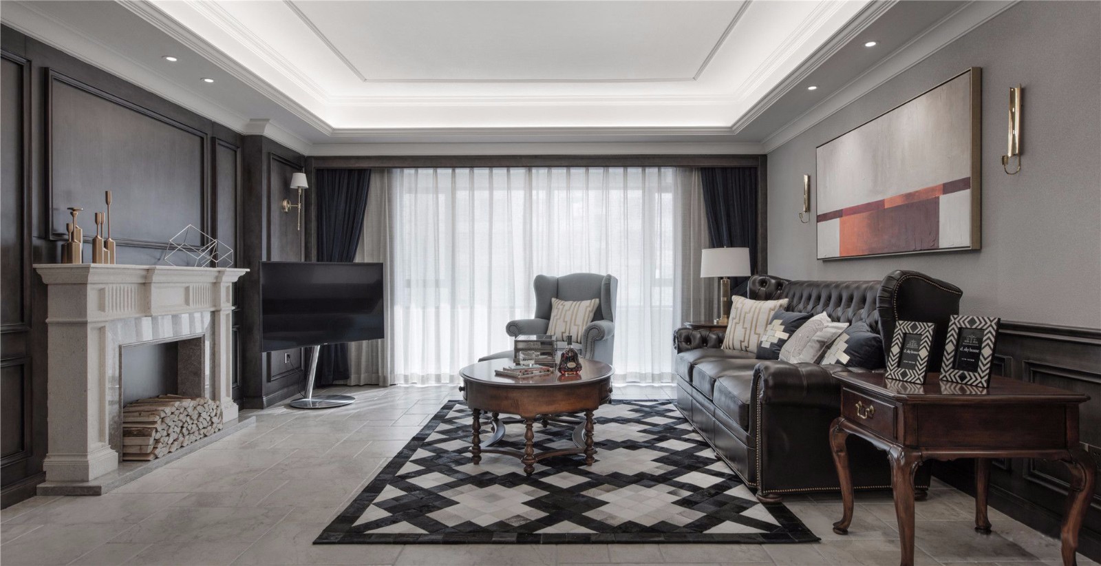 美式古典風格家裝設計室內裝修效果圖-客廳 美式古典風格家裝設計室內裝修效果圖-客廳