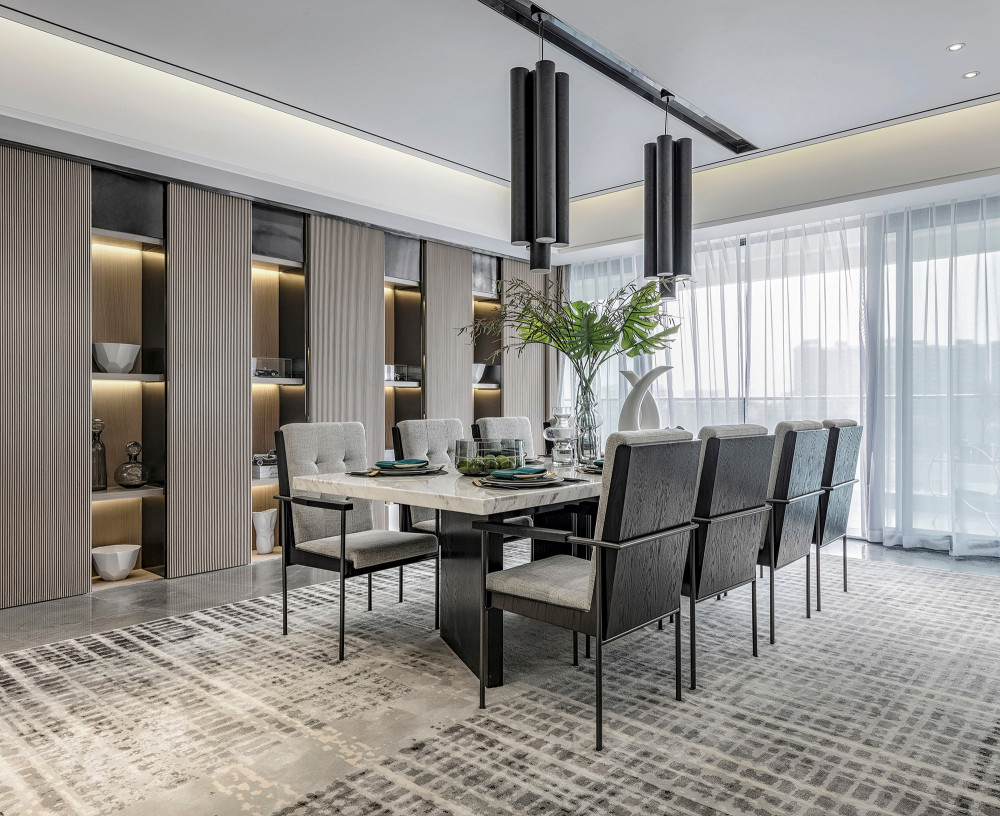現代輕奢風格室內家裝案例效果圖-餐廳 現代輕奢風格室內家裝案例效果圖-餐廳