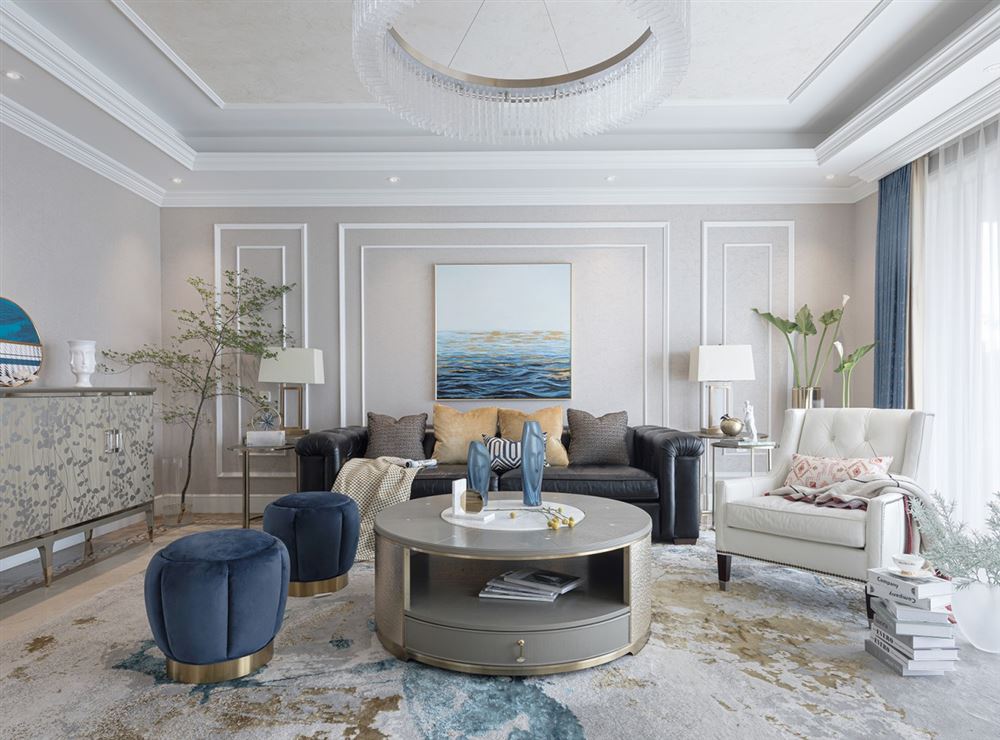 自貢市柏楊小區輕奢風格四居室裝修案例