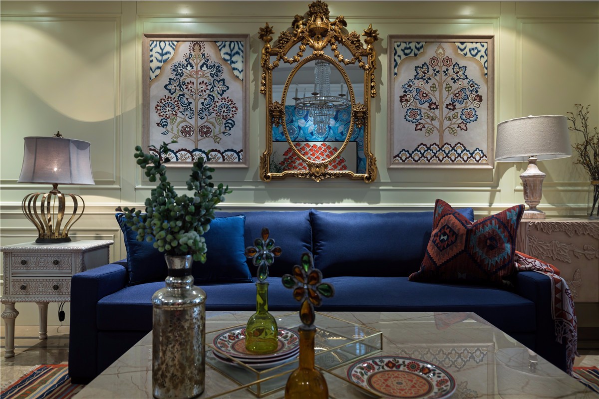 田園混搭風格家裝設計室內裝修效果圖-客廳 田園混搭風格家裝設計室內裝修效果圖-客廳