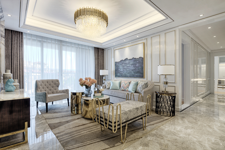 裝修案例美式輕奢風格室內裝修效果圖-客廳 裝修案例美式輕奢風格室內裝修效果圖-客廳