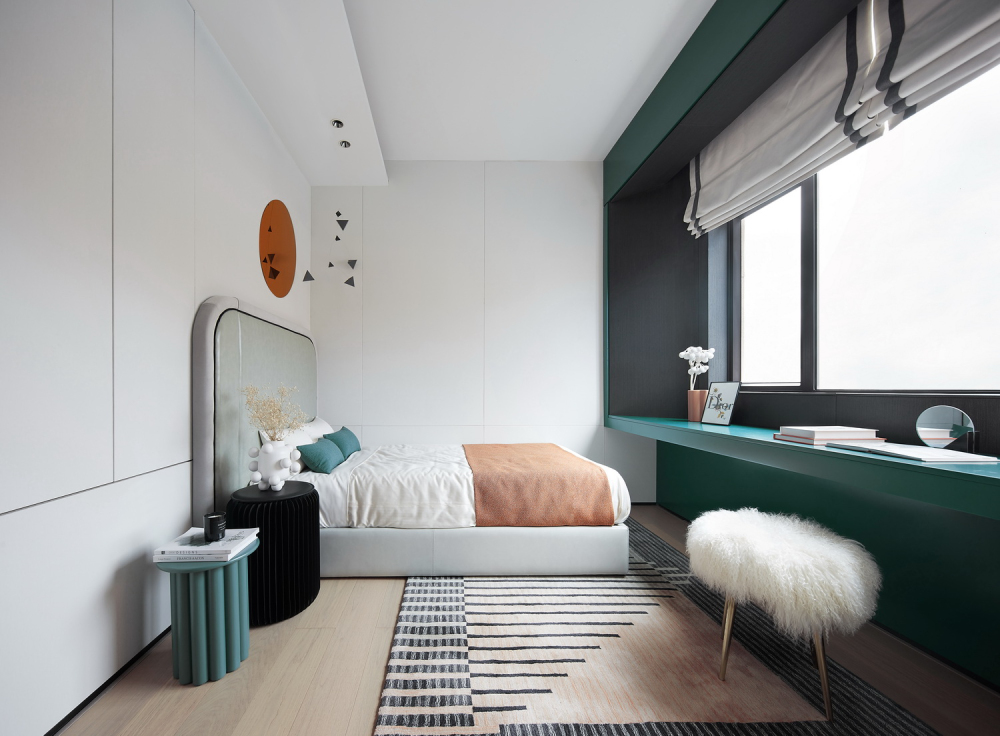 輕奢風格室內家裝案例效果圖-次臥 輕奢風格室內家裝案例效果圖-次臥