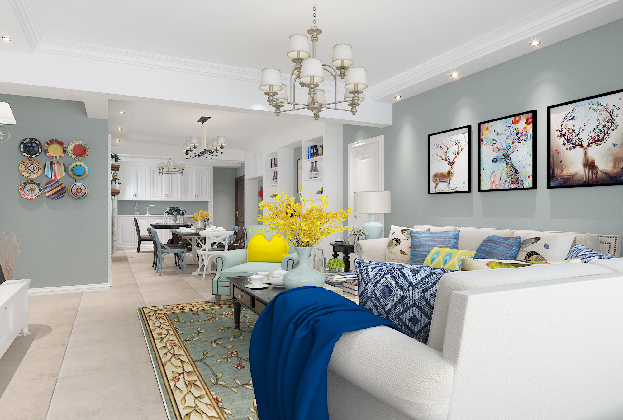 現代美式風格室內設計家裝案例-客餐廳 現代美式風格室內設計家裝案例-客餐廳