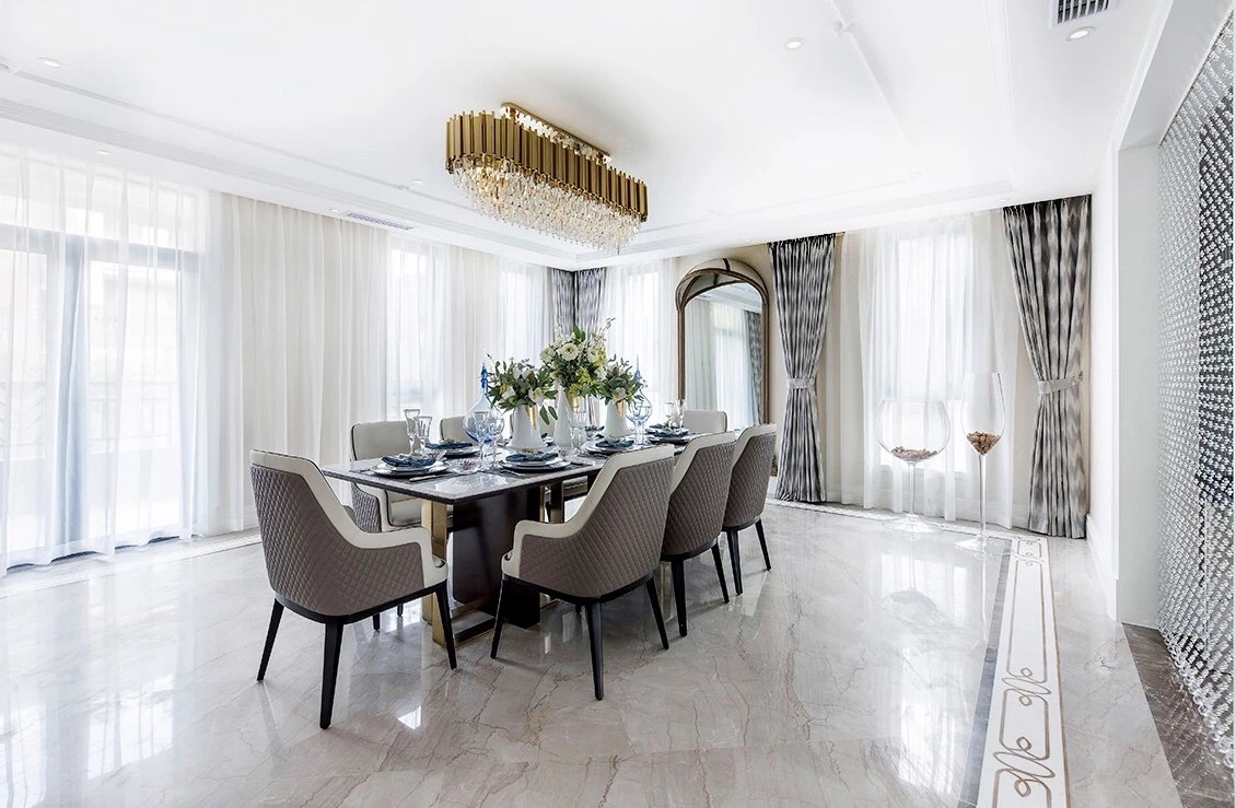 法式輕奢風(fēng)格家裝設(shè)計(jì)室內(nèi)裝修效果圖-餐廳 法式輕奢風(fēng)格家裝設(shè)計(jì)室內(nèi)裝修效果圖-餐廳