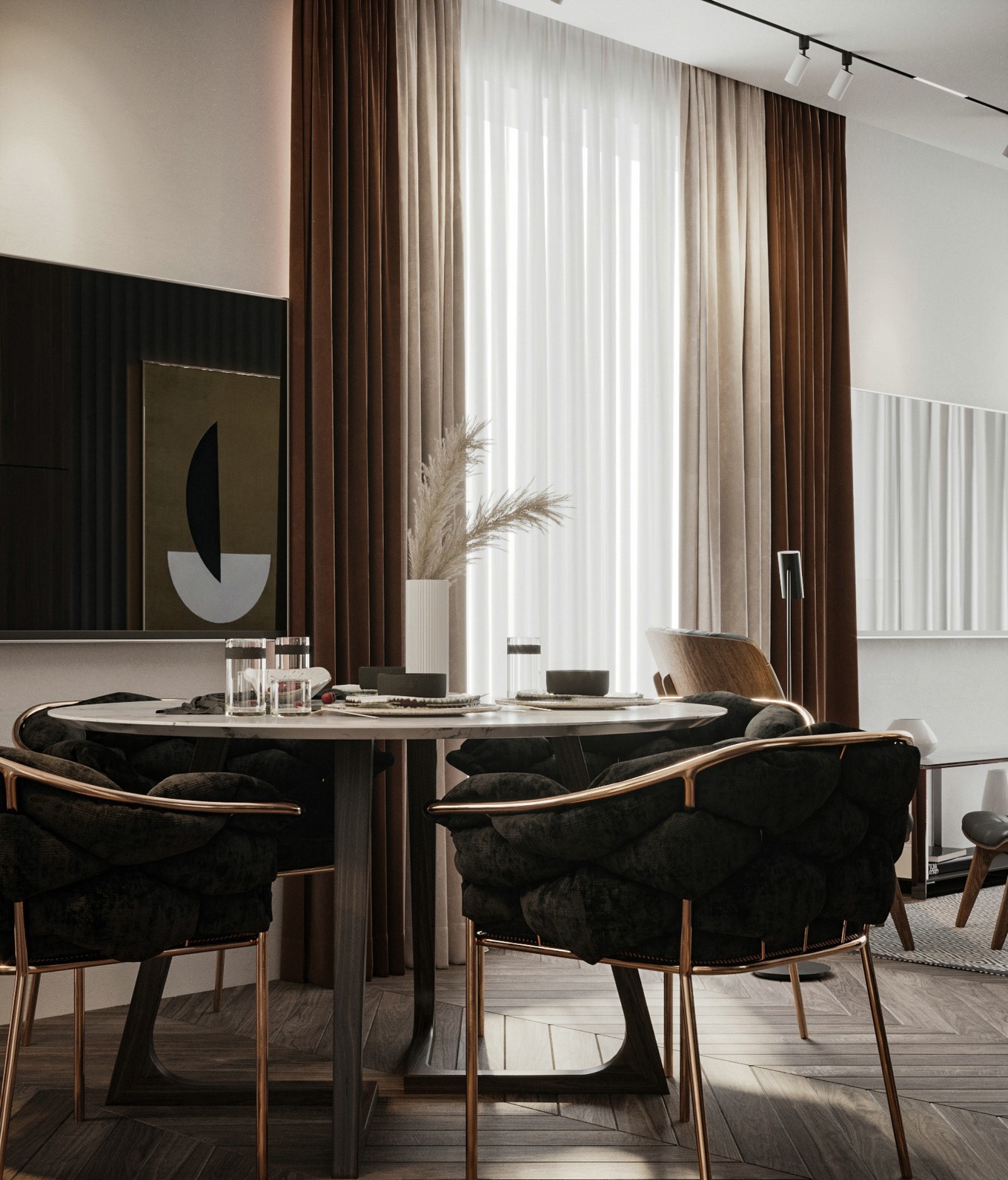 美式輕奢風(fēng)格家裝設(shè)計(jì)室內(nèi)裝修效果圖-餐廳 美式輕奢風(fēng)格家裝設(shè)計(jì)室內(nèi)裝修效果圖-餐廳