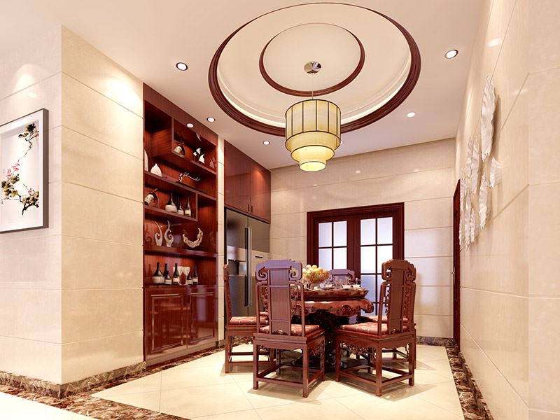 河源市香江名府新中式風(fēng)格三居室裝修案例