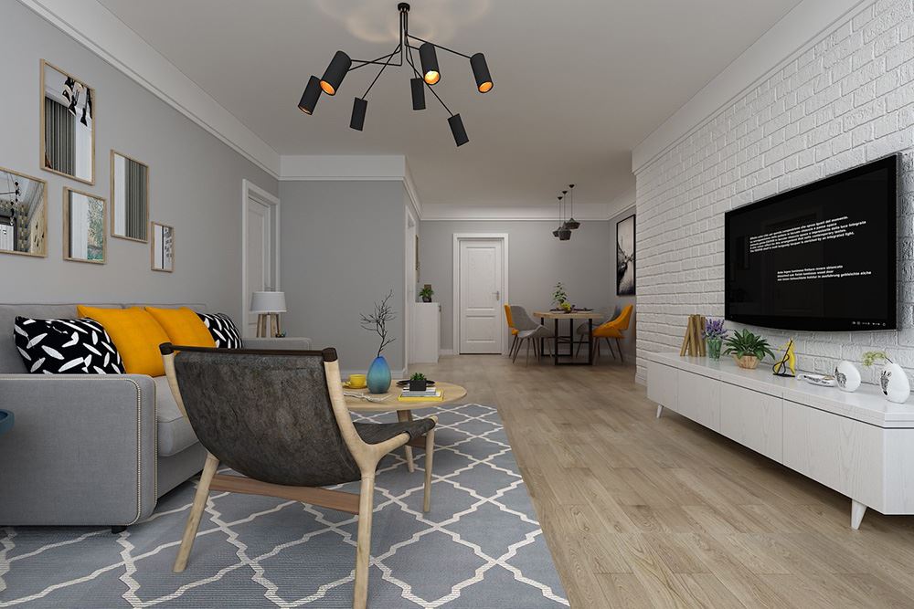 佛山市綠地&middot;拾野川北歐風格三居室裝修案例