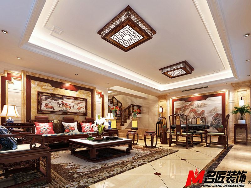 河源市東江灣&middot;名門世家新中式風(fēng)格別墅裝修案例