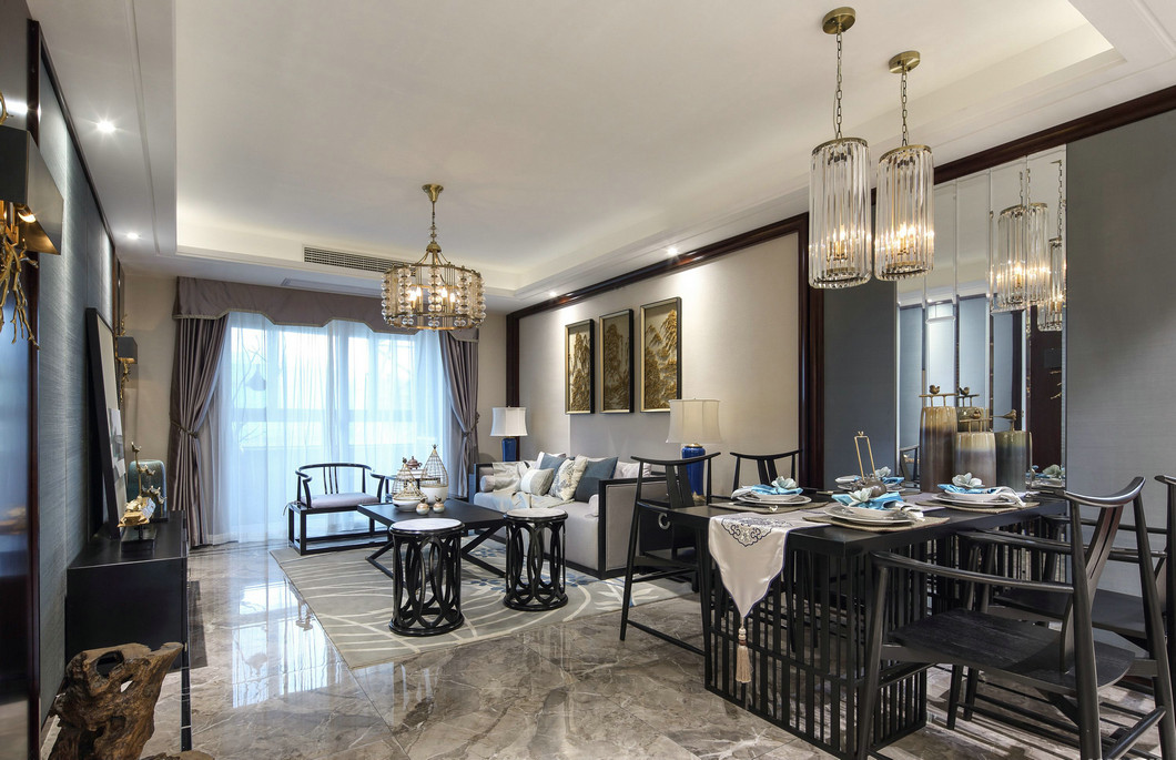 新中式風格室內設計家裝案例-客餐廳 新中式風格室內設計家裝案例-客餐廳