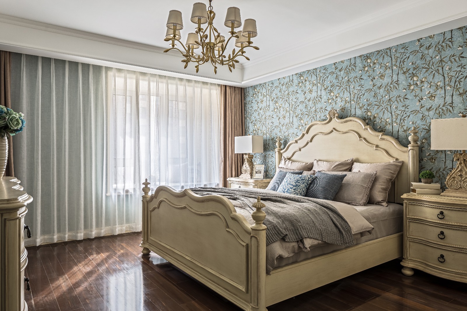 裝修案例美式輕奢風格室內(nèi)裝修效果圖-主臥 裝修案例美式輕奢風格室內(nèi)裝修效果圖-主臥