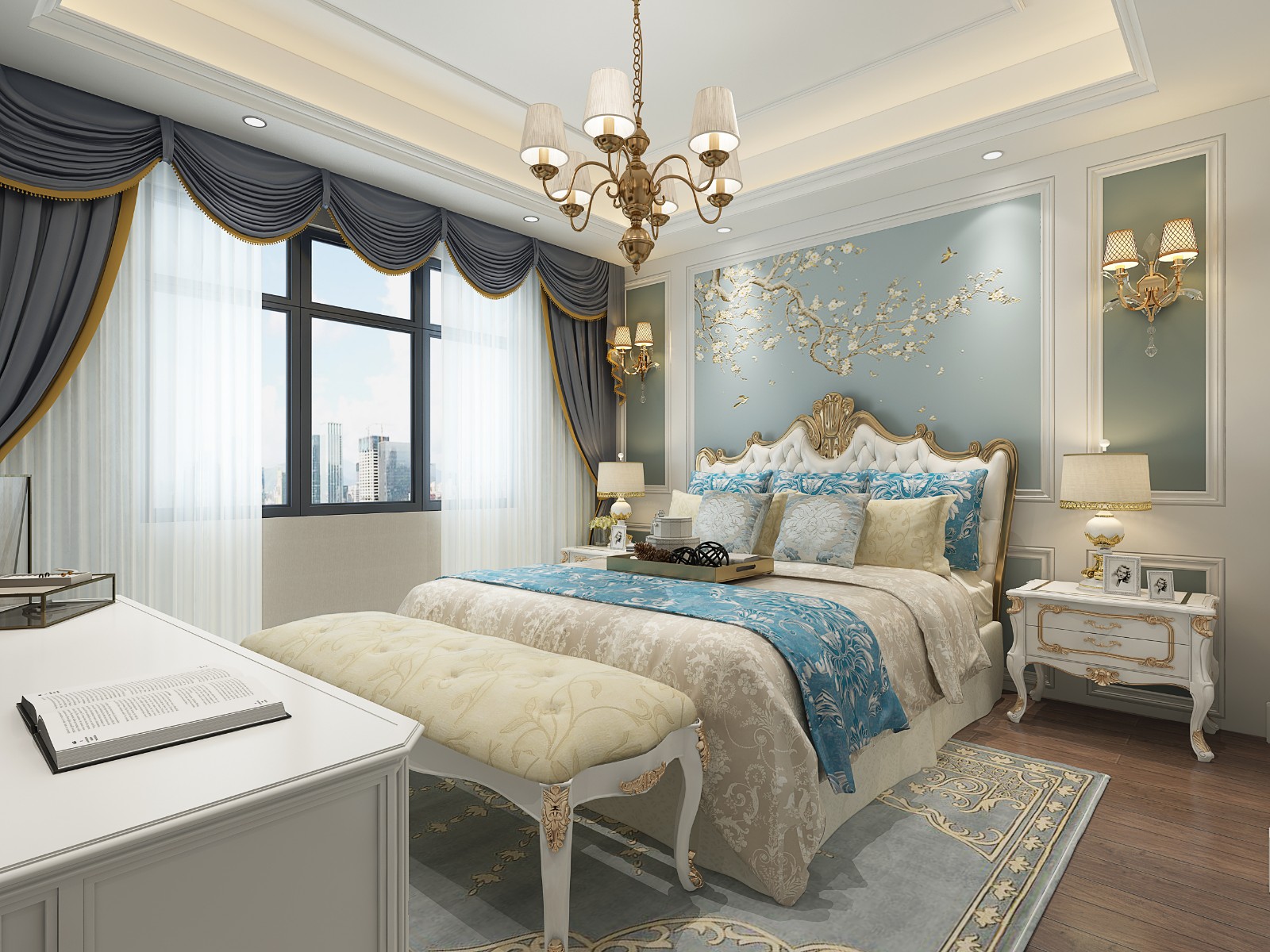 歐式奢華風(fēng)格家裝設(shè)計室內(nèi)裝修效果圖-次臥 歐式奢華風(fēng)格家裝設(shè)計室內(nèi)裝修效果圖-次臥