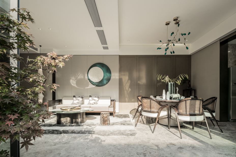 江門市花城又一村新中式風格別墅裝修案例