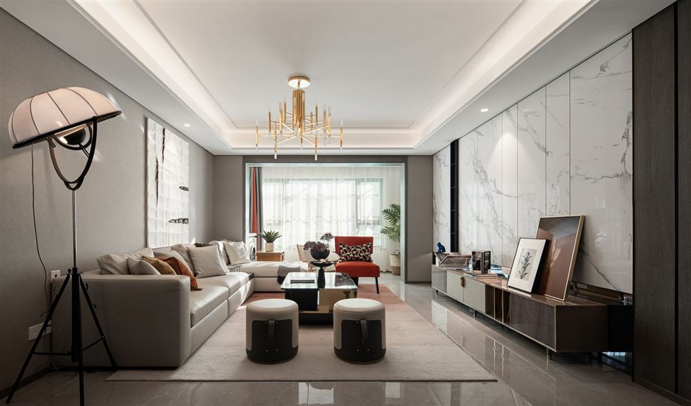 佛山市保利中央公園輕奢風格四居室裝修案例
