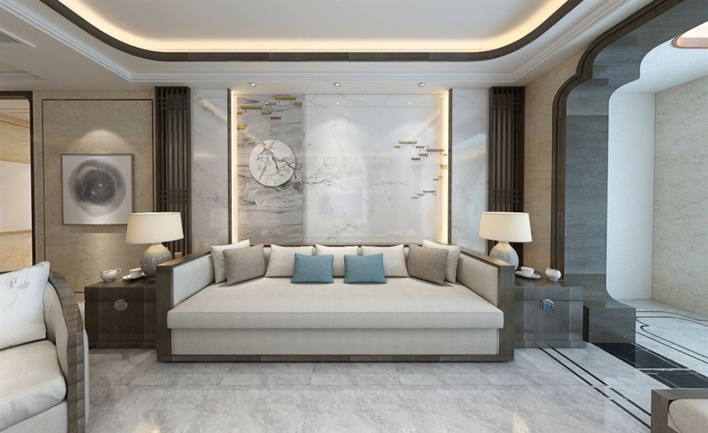 廣州市凱德山海連城新中式風格四居室裝修案例