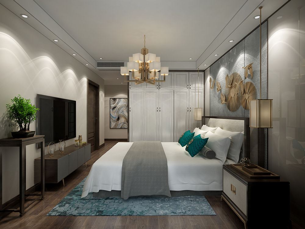 臺州市北門街機關邊新中式風格三居室裝修案例