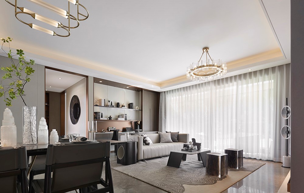 現代輕奢風格室內家裝案例效果圖-客廳 現代輕奢風格室內家裝案例效果圖-客廳
