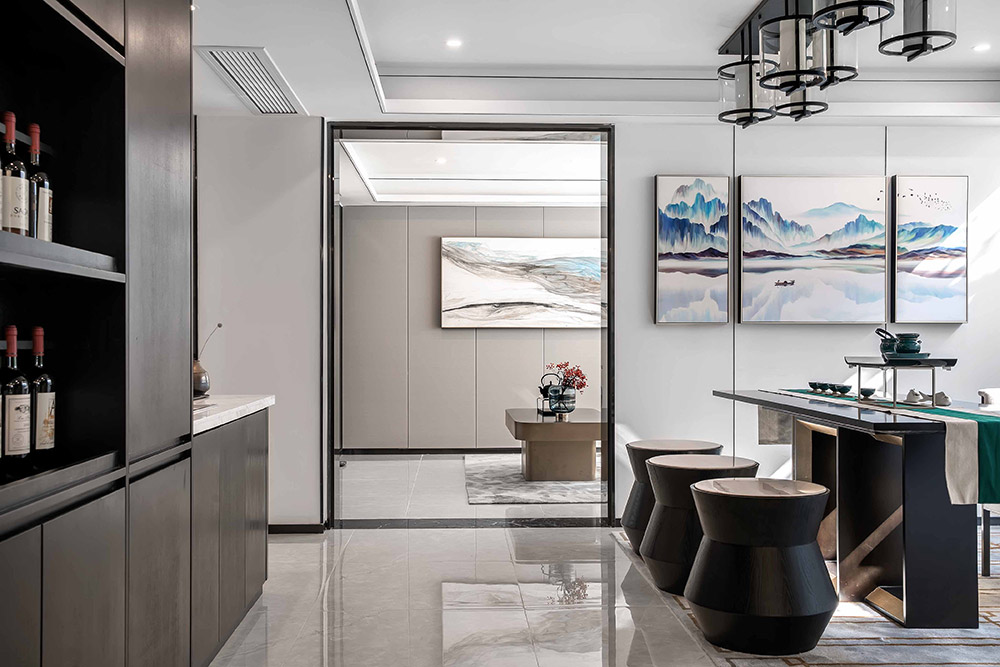 現代輕奢風格室內裝修效果圖-江山一品三居125平米-餐廳 現代輕奢風格室內裝修效果圖-江山一品三居125平米-餐廳