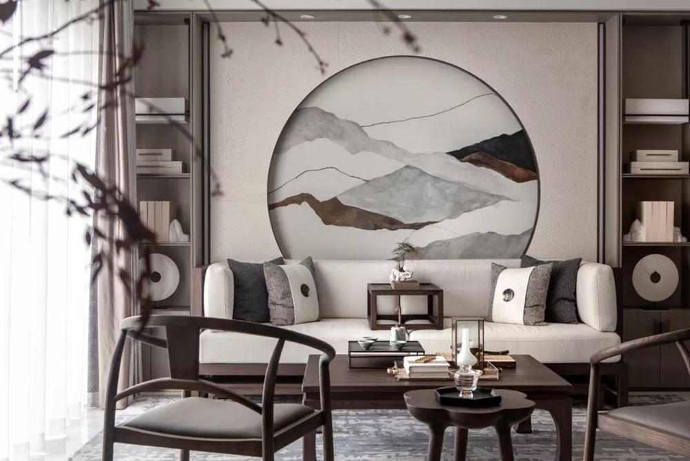 昭通市樂居小區新中式風格三居室裝修案例