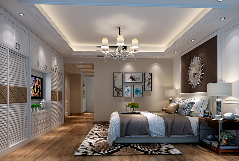 珠江半島花園四居215平米現代簡約風格室內裝修案例-臥室 珠江半島花園四居215平米現代簡約風格室內裝修案例-臥室