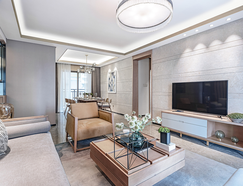 輕奢簡約風格室內家裝案例效果圖-客廳 輕奢簡約風格室內家裝案例效果圖-客廳