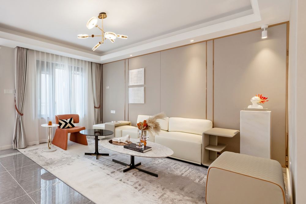 江門市十里方圓輕奢風格三居室裝修案例